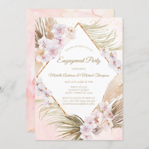Invitation Aquarelle en or rose brillant Fleur d'engagement
