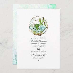 Invitation Aquarelle en verre Terrarium Succulents Mariage In