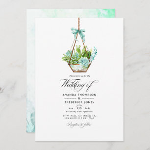Invitation Aquarelle en verre Terrarium Succulents Mariage In