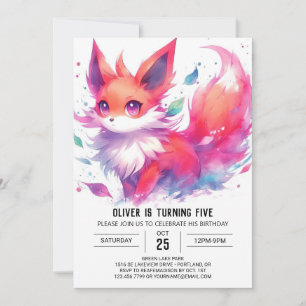 Invitation Aquarelle Enfants Renard Anniversaire
