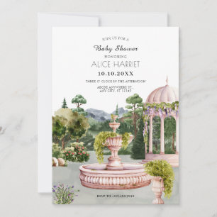 Invitation Aquarelle esthétique jardin élégant baby shower