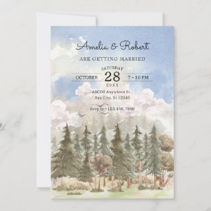 Invitation Aquarelle esthétique nature paysage mariage
