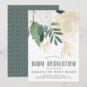Invitation Aquarelle et Parties scintillant Roses Dédication
