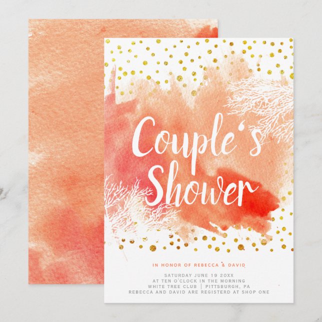 Invitation Aquarelle et récif corallien mariages douche (Devant / Derrière)
