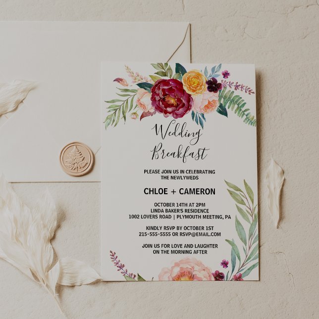 Invitation Aquarelle Été Floral Mariage Petit-déjeuner (Créateur téléchargé)