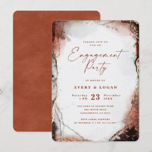 Invitation Aquarelle Ethérée Brûlé Orange Partie d'engagement