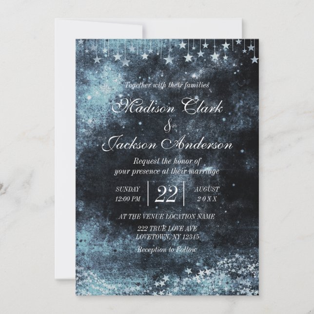 Invitation Aquarelle étoilée Galaxie (Devant)