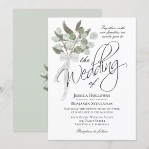 Invitation Aquarelle Eucalyptus Bouquet Rustique Boho Mariage