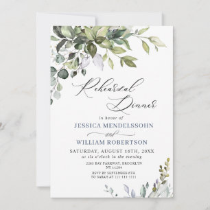 Invitation Aquarelle Eucalyptus Dîner de répétition de verdur
