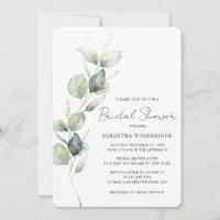 Aquarelle Eucalyptus Fête des mariées de script mo