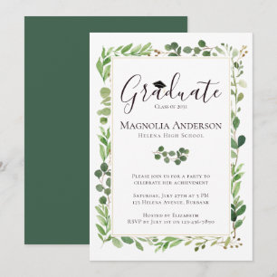 Invitation Aquarelle Eucalyptus Graduation Party