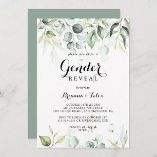 Invitation Aquarelle Eucalyptus Green Genre Reveval Party