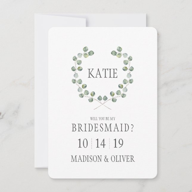 Invitation Aquarelle Eucalyptus Leaf Frame| Porte-parole (Devant)
