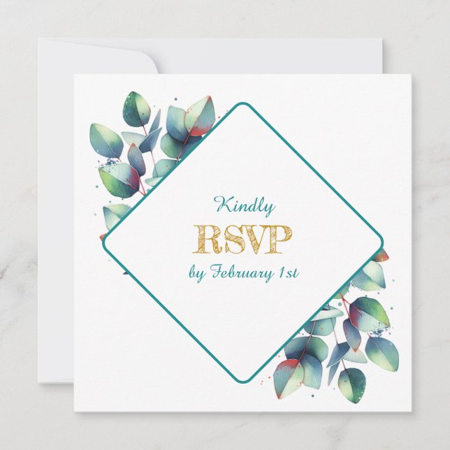Invitation Aquarelle Eucalyptus Mariage botanique RSVP (Devant)