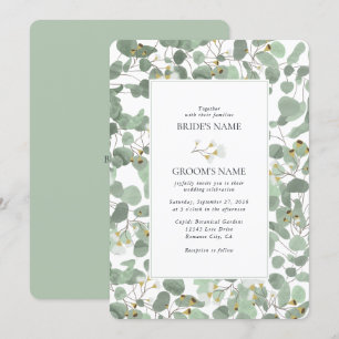 Invitation Aquarelle Eucalyptus Mariage de fleurs vertes