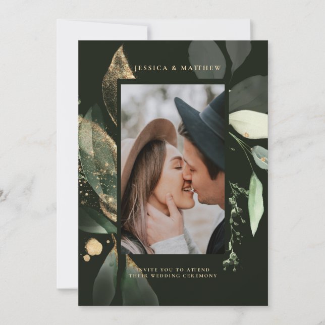 Invitation Aquarelle Eucalyptus Mariage de verdure botanique (Devant)