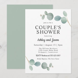 Invitation Aquarelle Eucalyptus Mariage Douche Couple