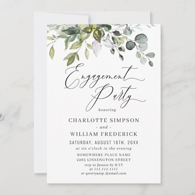 Invitation Aquarelle Eucalyptus PARTI ENGAGEMENT ÉCOLOGIQUE (Devant)