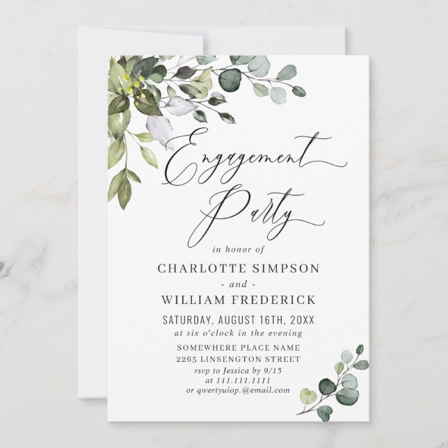 Invitation Aquarelle Eucalyptus PARTI ENGAGEMENT ÉCOLOGIQUE (Devant)