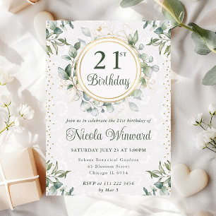 Invitation Aquarelle Eucalyptus Verdure Anniversaire