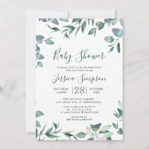 Invitation Aquarelle Eucalyptus Verdure Baby shower NEUTRE