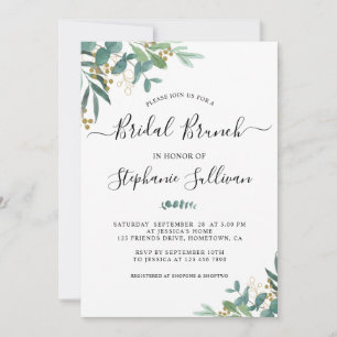 Invitation Aquarelle Eucalyptus Verdure Brunch nuptial