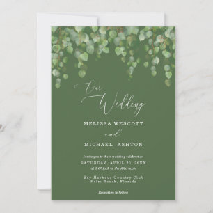 Invitation Aquarelle Eucalyptus Verdure Cascade Mariage