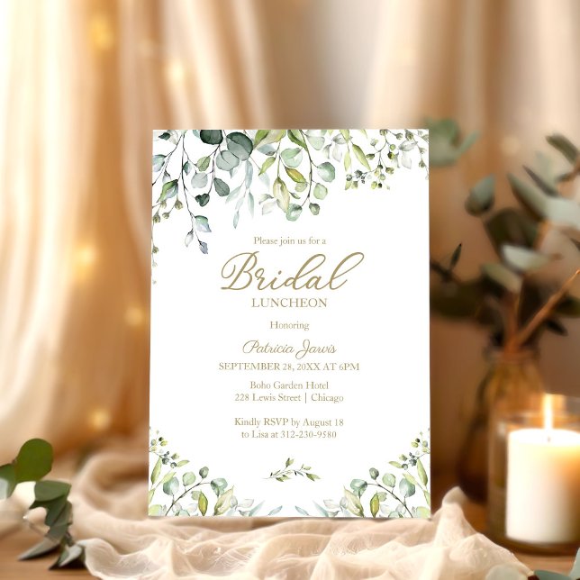 Invitation Aquarelle Eucalyptus Verdure Déjeuner nuptial en (Créateur téléchargé)