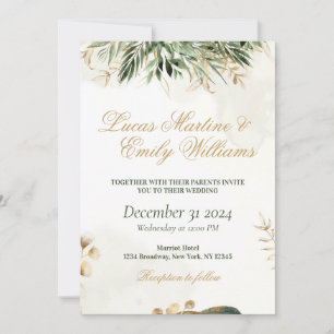Invitation Aquarelle Eucalyptus Verdure Or Neustra Boda
