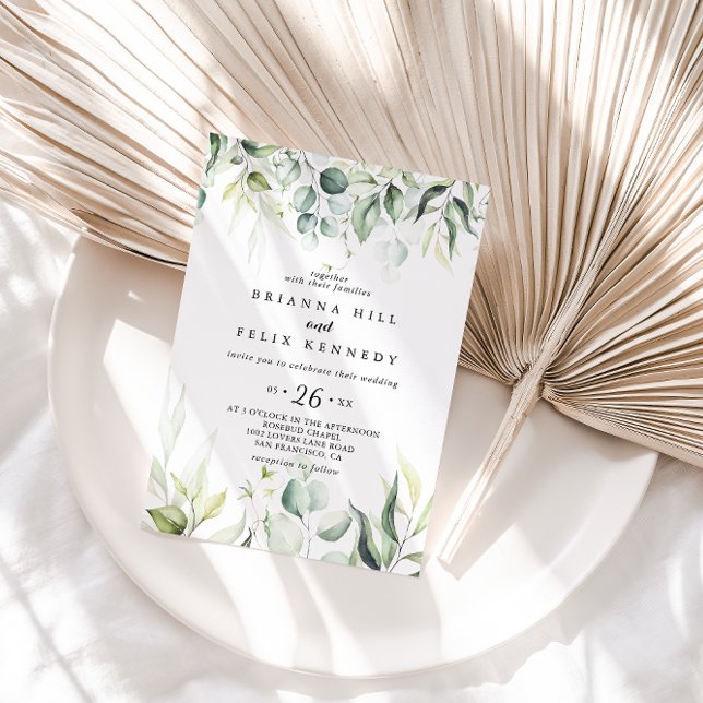 Invitation Aquarelle Eucalyptus Vert Mariage Décontracté (Créateur téléchargé)