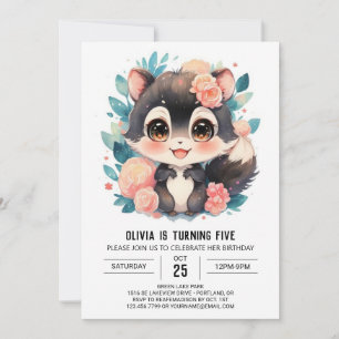 Invitation Aquarelle Fantaisie Anniversaire de Mouffette