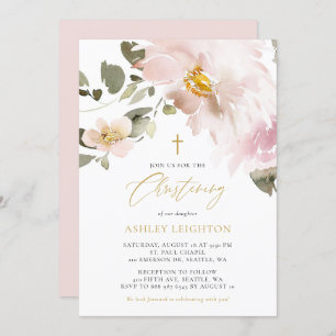 Invitation Aquarelle féminine Fleurs de Blush Fille Christeni