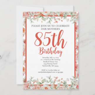 Invitation Aquarelle féminine Floral 85e fête d'anniversaire