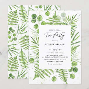 Invitation Aquarelle Fermes et Eucalyptus Frame Tea Party