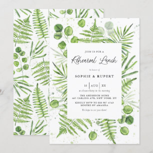 Invitation Aquarelle Ferns & Eucalyptus Déjeuner de répétitio