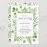Aquarelle Ferns & Eucalyptus Frame Sweet 16 Party