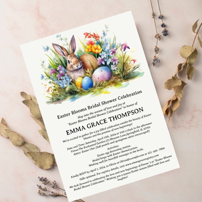 Invitation Aquarelle Fête des mariées à thème Printemps de Pâ (Créateur téléchargé)