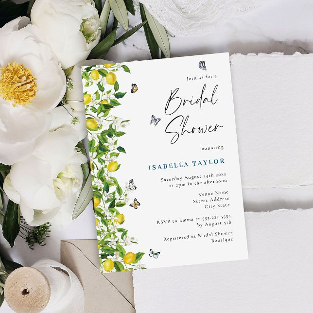 Invitation Aquarelle Fête des mariées botanique de citron (Créateur téléchargé)