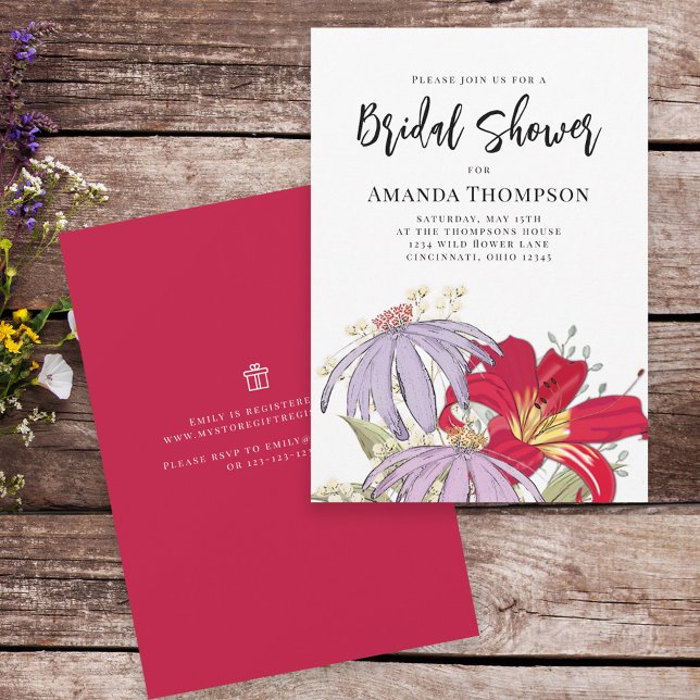 Invitation Aquarelle Fête des mariées de bouquet de fleurs sa (Créateur téléchargé)