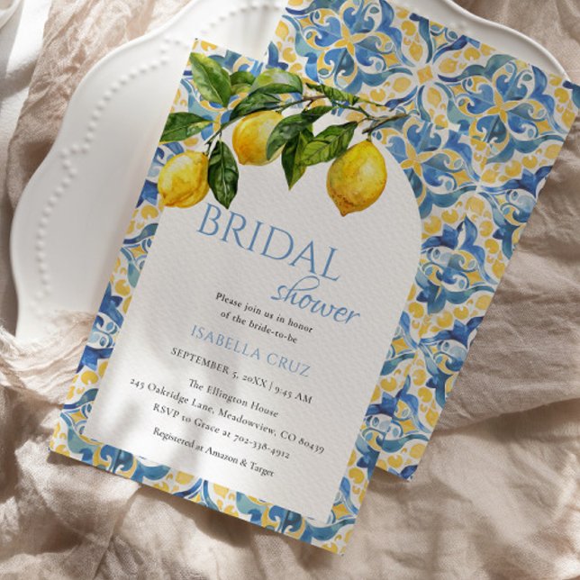 Invitation Aquarelle Fête des mariées de citron méditerranéen (Créateur téléchargé)