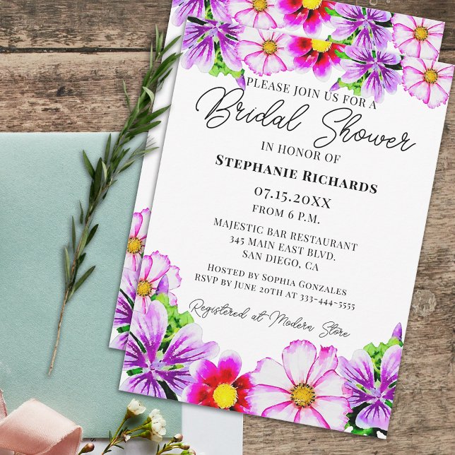 Invitation Aquarelle Fête des mariées de fleurs du jardin de  (Créateur téléchargé)