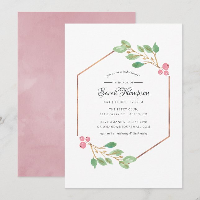 Invitation Aquarelle Fête des mariées de Noël géométrique Hol (Devant / Derrière)