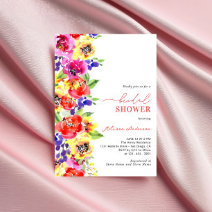 Invitation Aquarelle Fête des mariées florale colorée