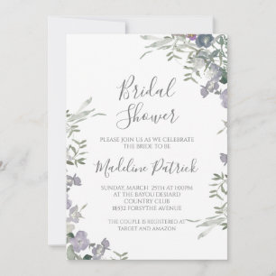 Invitation Aquarelle Fête des mariées florale pourpre