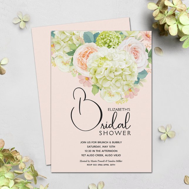 Invitation Aquarelle Fête des mariées florale rose pâle (Créateur téléchargé)