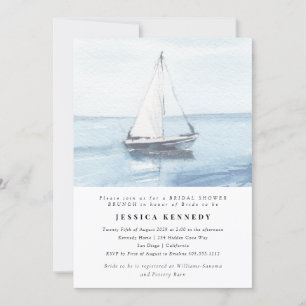 Invitation Aquarelle Fête des mariées nautique Brunch