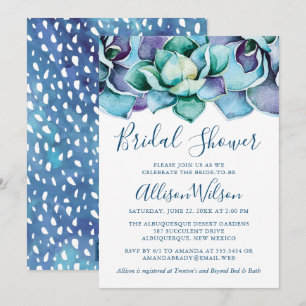 Invitation Aquarelle Fête des mariées Succulente