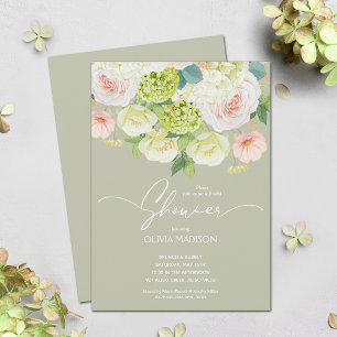 Invitation Aquarelle Fête des mariées verte de la surface de 