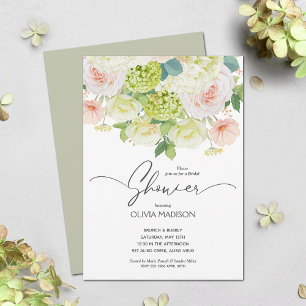 Invitation Aquarelle Fête des mariées verte de la surface de 