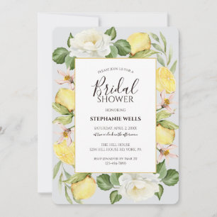 Invitation Aquarelle feuillage floral citron